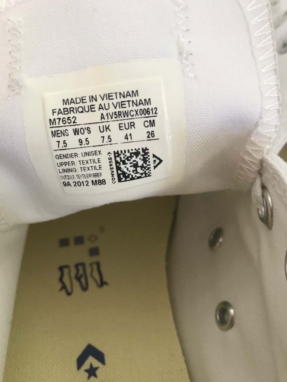 CONVERSE All Star Ox White Low Top Sneakers Women’s Size 9.5 Optical White NWT - Picture 8 of 16